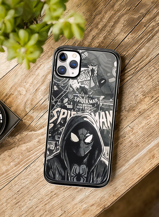 Miles Morales Monochrome Tempered Glass iPhone Case